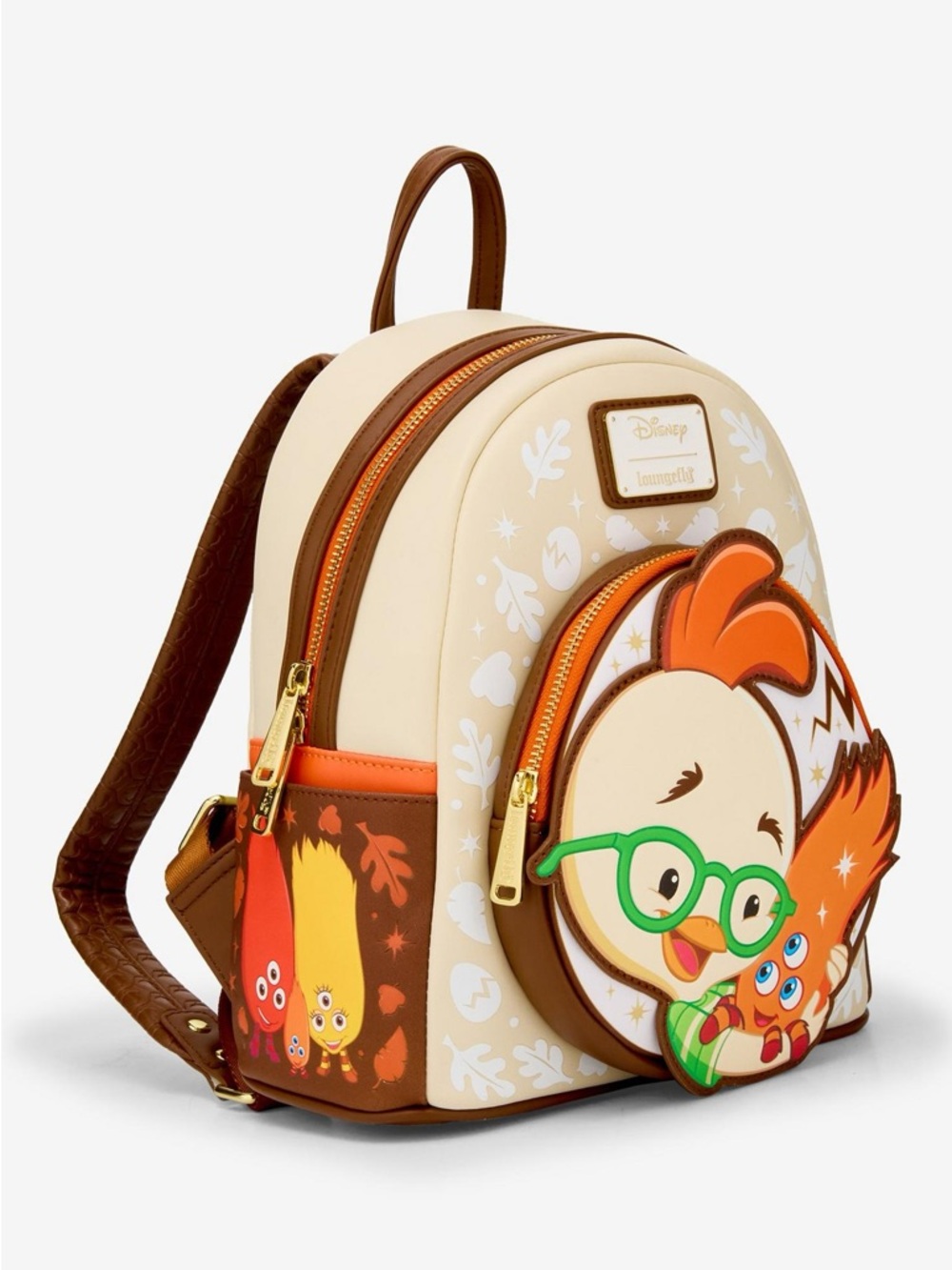 Loungefly / Disney Cream Mini Backpack with Orange Chicken Little Graphic - Picture 2 of 4